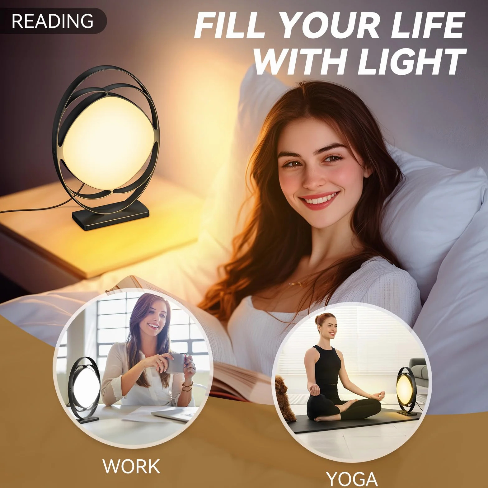 Lampe de Luminothérapie 10000 Lux Sans UV, Rotatif 210°, 3 Températures de Couleur, 4 Minuteries, 5 Luminosités, Fonction Mémoire