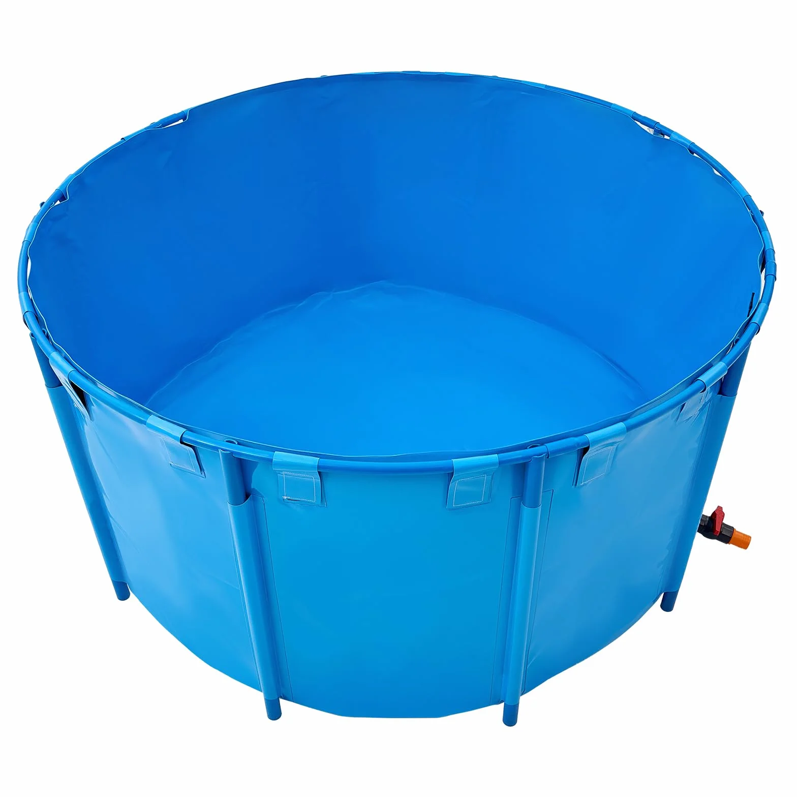VEVOR Bassin à Poissons Hors Sol 3100 L, Étang en Toile PVC avec Cadre Plastique et Vanne de Vidange, Bleu