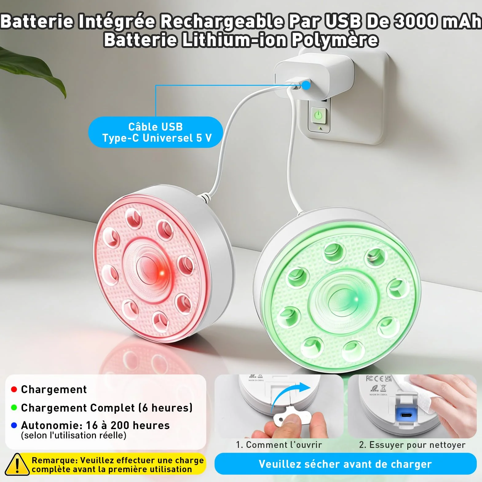 Lumiere Piscine LED RGB Submersibles Rechargeables IP68, 2 Lampes avec Télécommande, Éclairage Magnétique Flottant