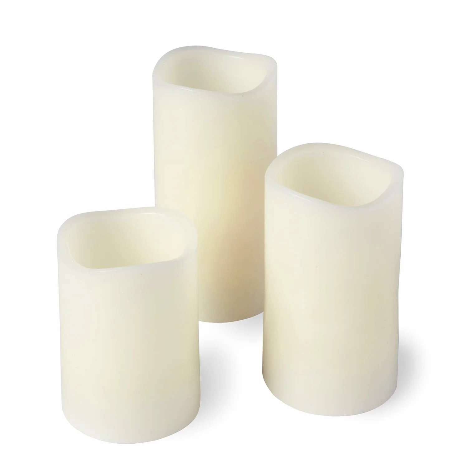 Lights4fun Lot de 3 Bougies Piliers LED Blanc Chaud à Piles en Cire Véritable avec Minuterie