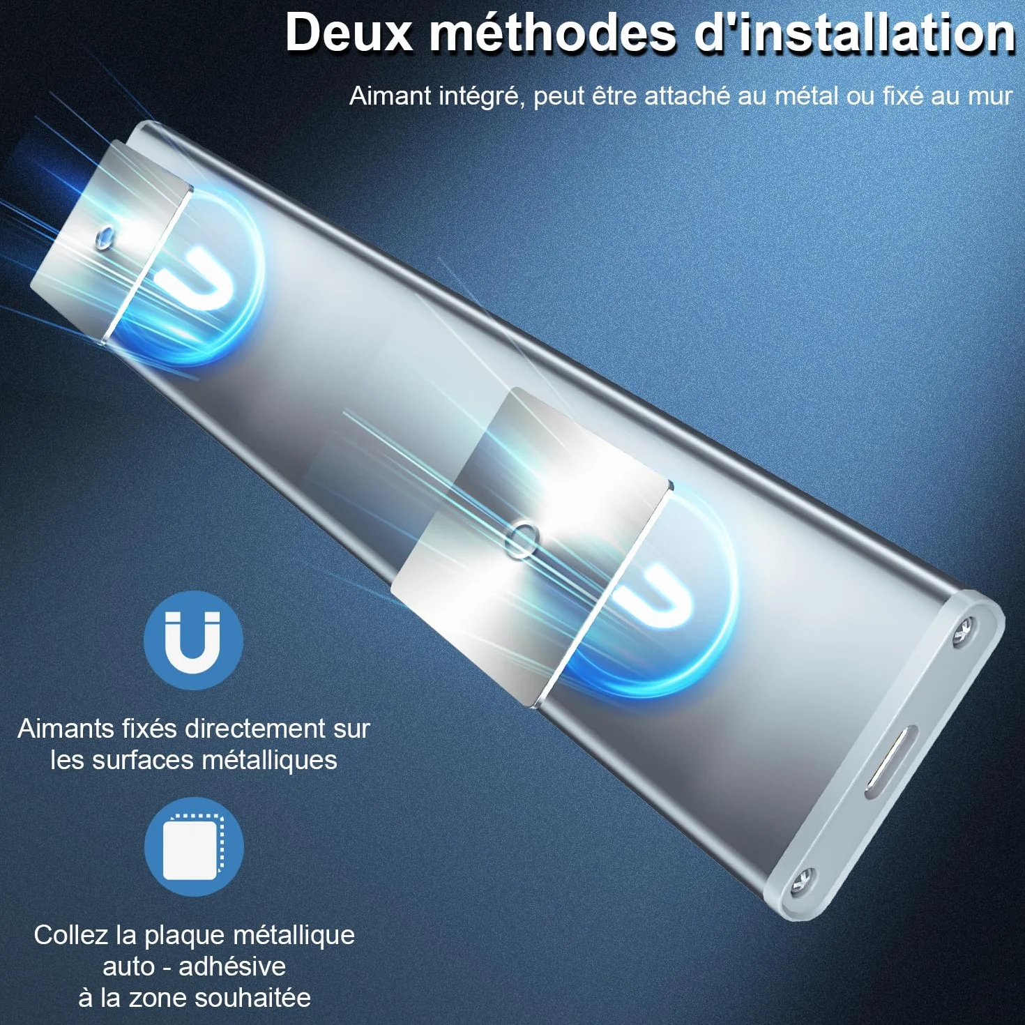 Lampe LED Rechargeable Cuisine Reglette Sans Fil Mouvement Detecteur Lumiere Interieur Sous Meuble Placard Eclairage USB Pile
