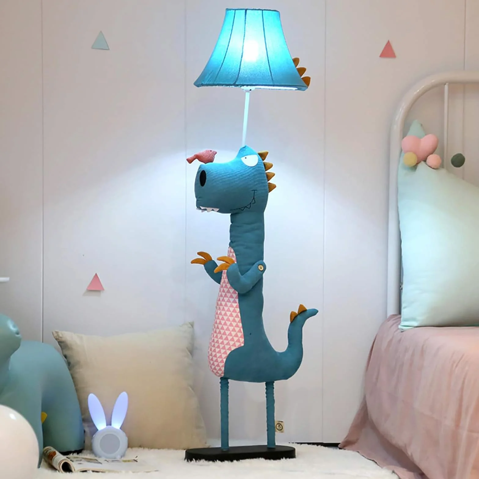 Lampadaire Chambre Enfant Dinosaure, Tissu, 3 Températures, Dimmable E27 LED