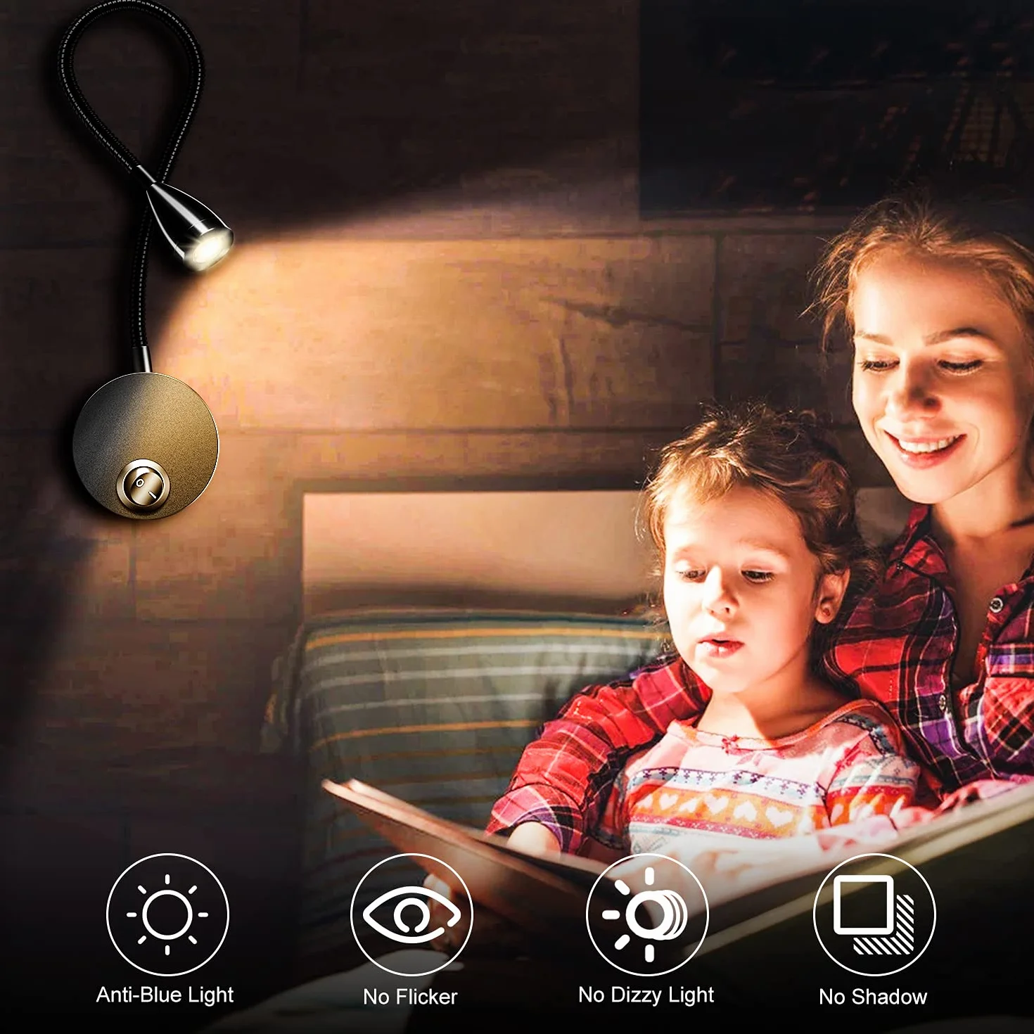 Ledmo Lampe Chevet Murale 2 Pack Applique Liseuse LED Col de Cygne 3W 3000K Blanc Chaud
