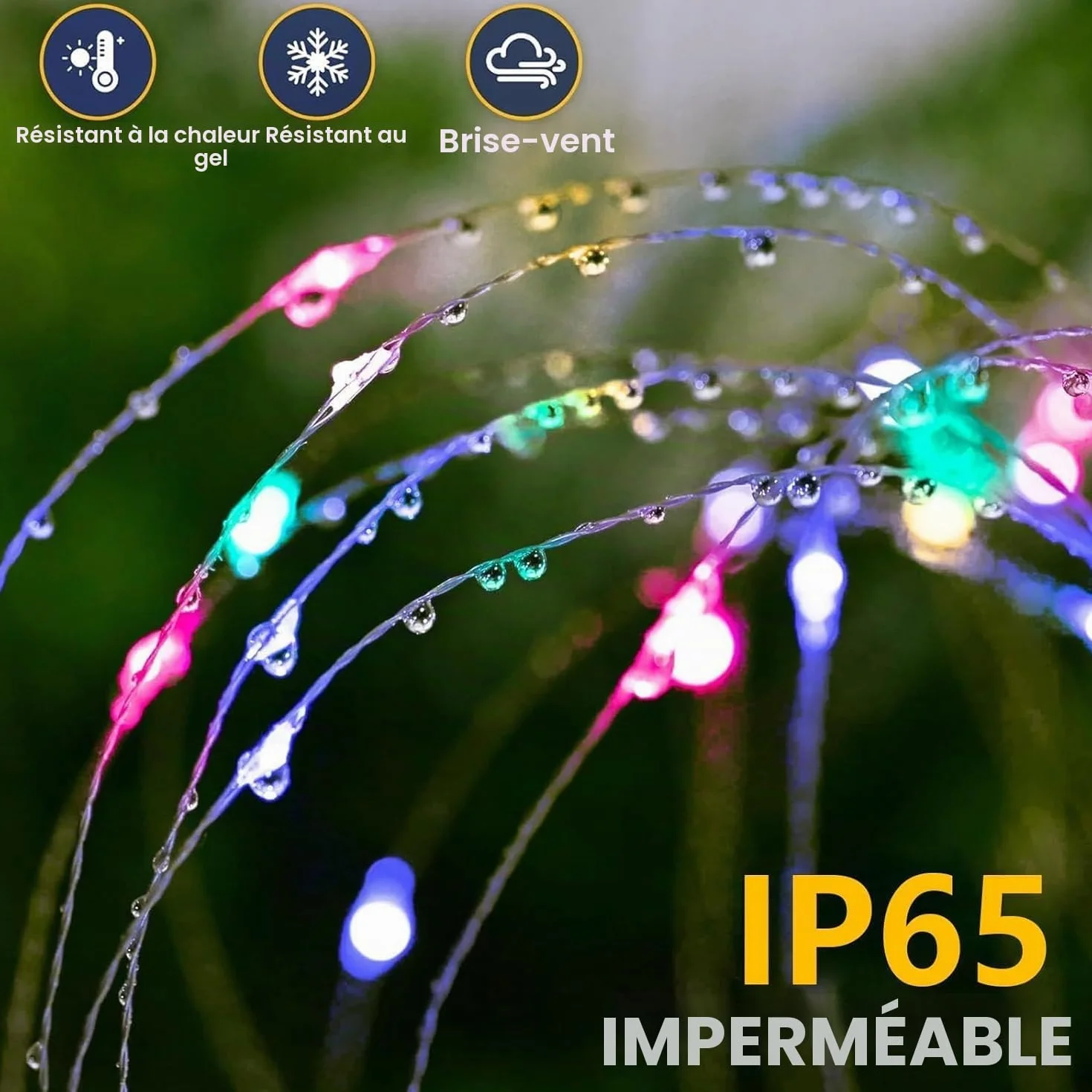 Lampes Solaires Extérieures 200 LED 8 Modes IP65 Acier Inoxydable 51in 2/3 Tiges Réglables Lot de 2