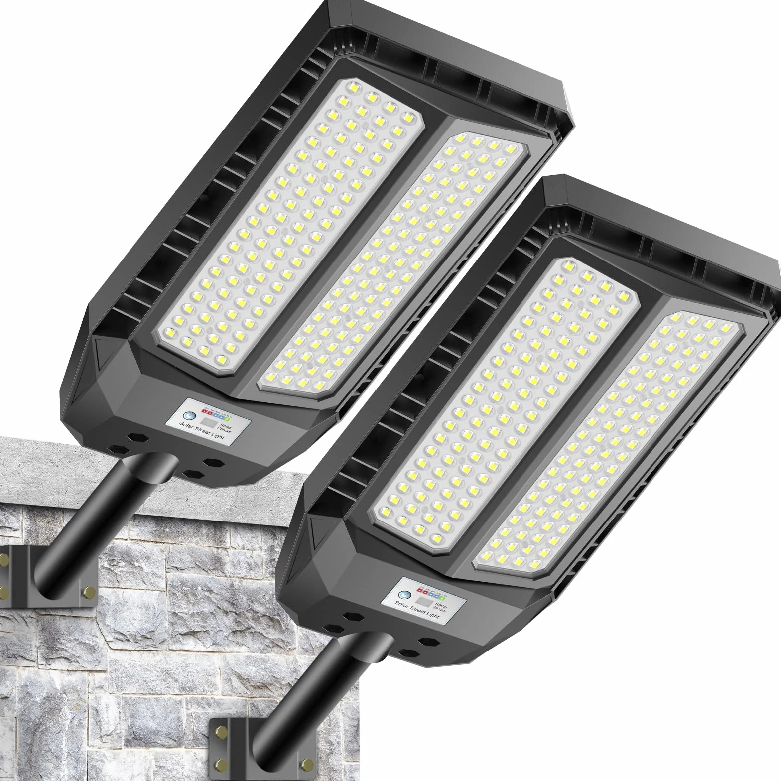 Adewalk 900W*2 Lampe Solaire Extérieure IP66 avec Télécommande et Capteur de Mouvement, 6500K LED Super Lumineux pour Jardin Garage Rue
