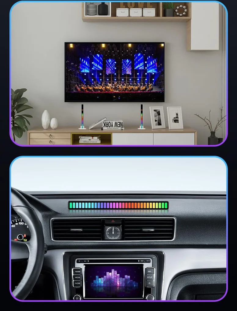 Barre LED musicale RVB rechargeable USB portable synchronisation musique motifs