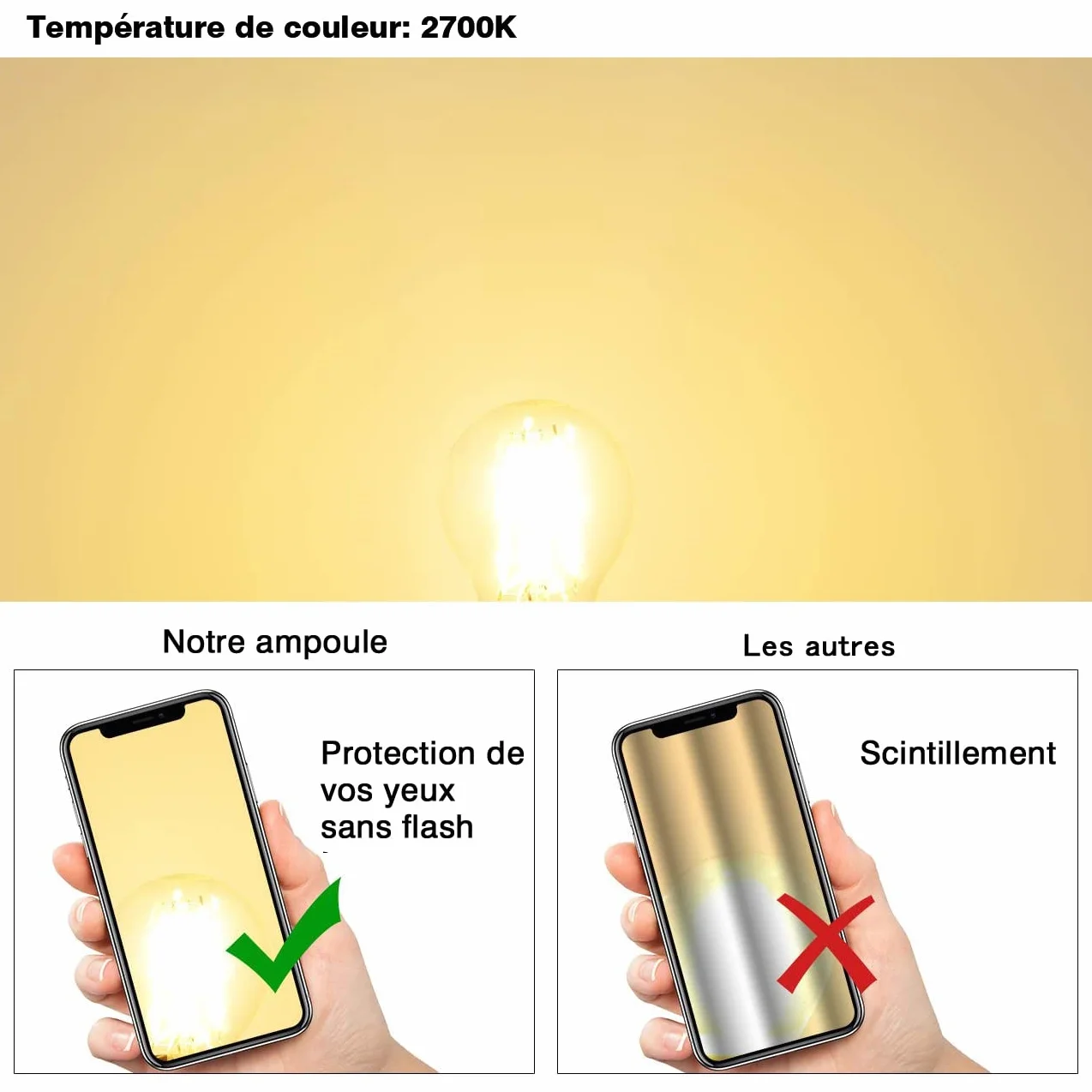 Ampoule LED E14 4W Filament Rétro 2700K Blanc Chaud Lot de 6