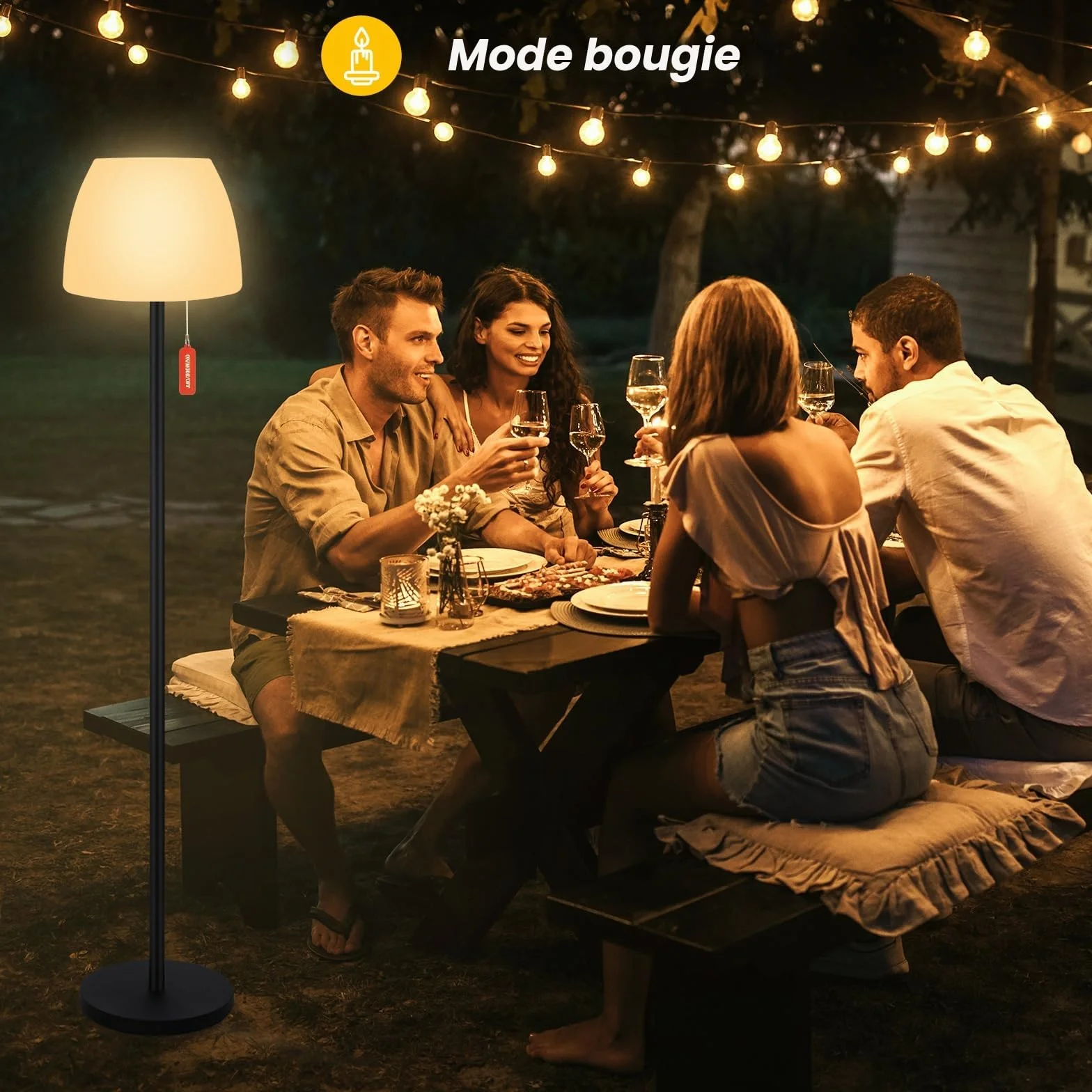 Lampe de Sol Extérieure Solaire avec Détecteur de Lumière, RGB, Blanc Chaud, Rechargeable, LED Étanche