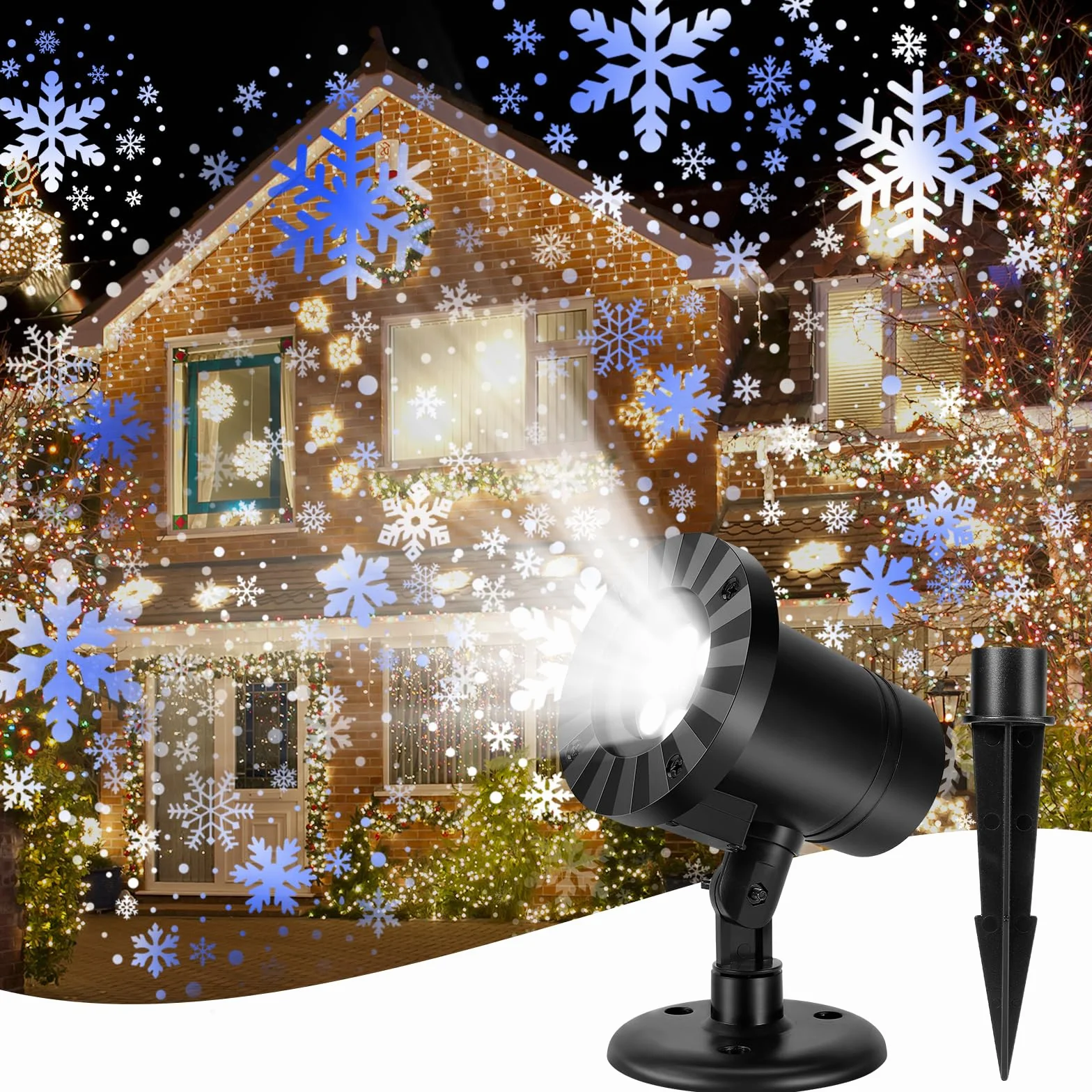Projecteur de Noël Extérieur LED Effet Flocons de Neige Étanche IP65 Lumières de Projection Chute de Neige
