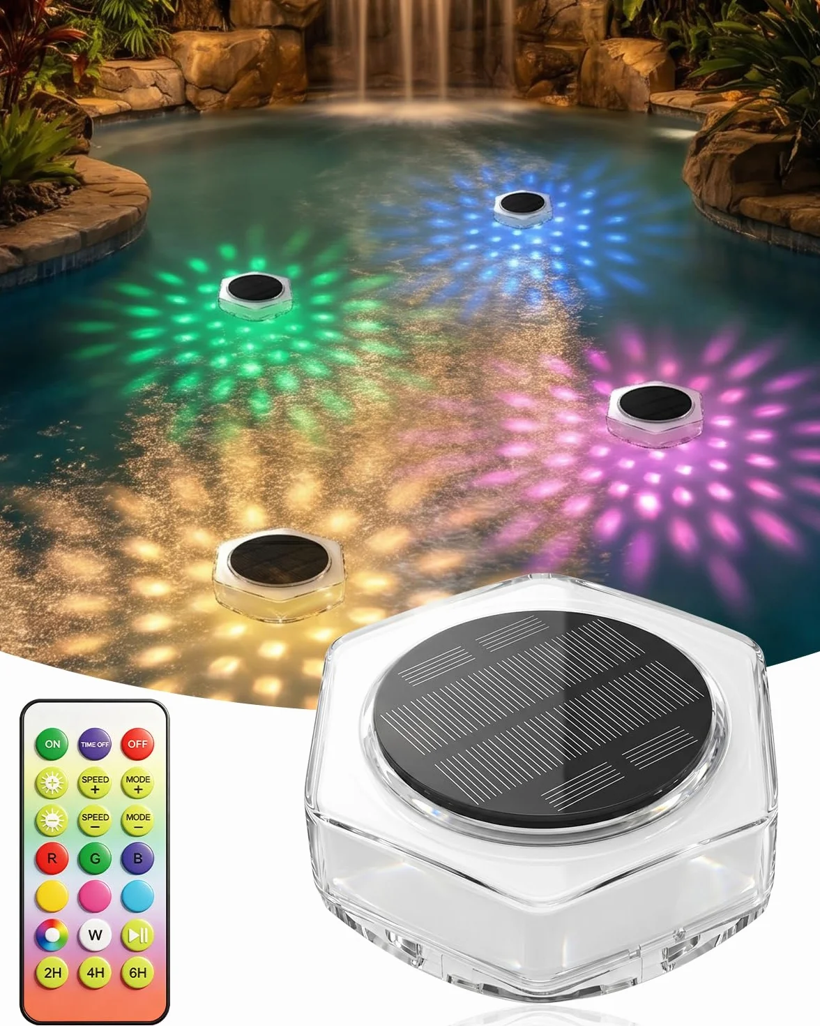 Lampe solaire pour piscine AdalyRoma RVB LED flottante avec télécommande et minuterie