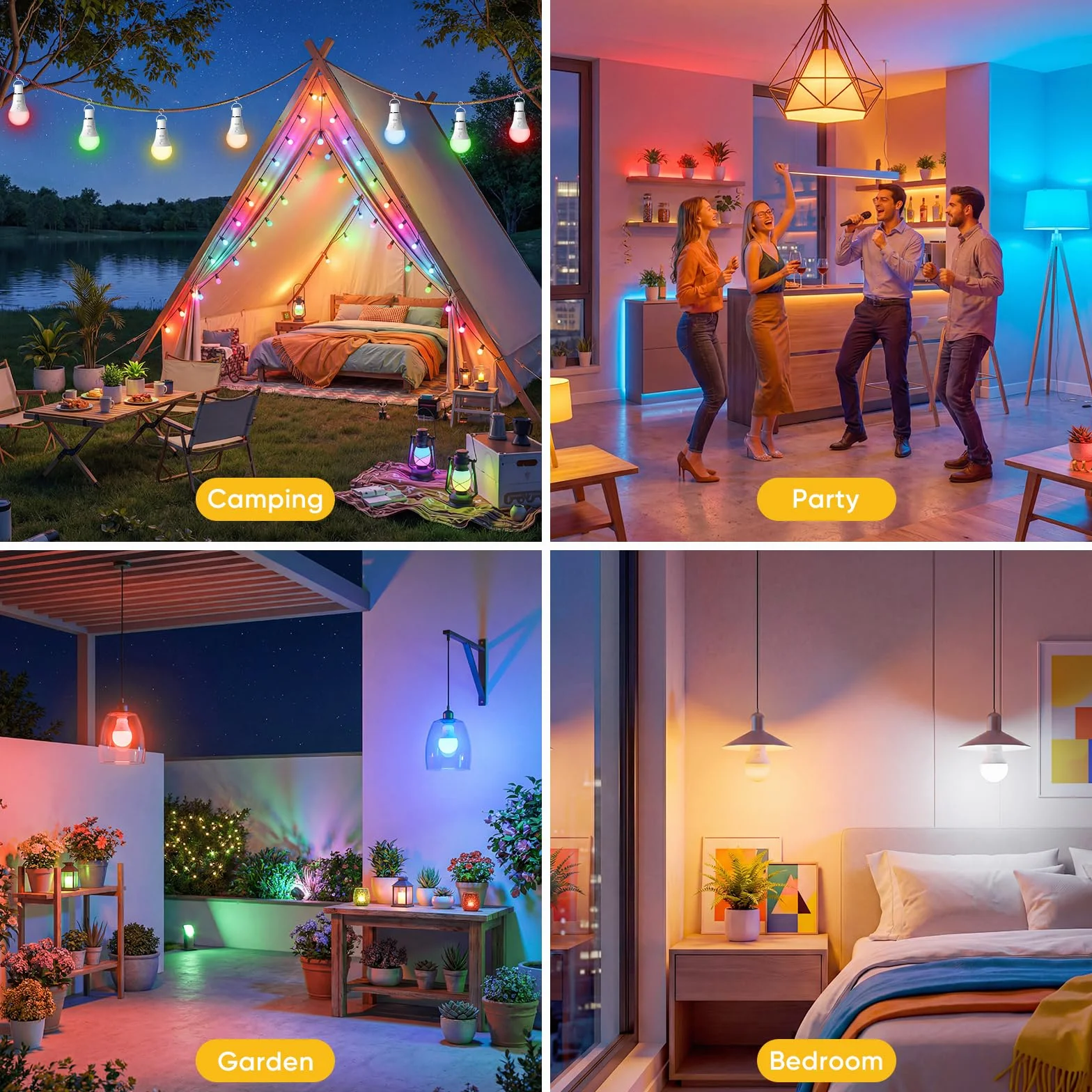 Ampoule Rechargeable E27 RGB avec Télécommande, Dimmable USB 7W, Lot de 2