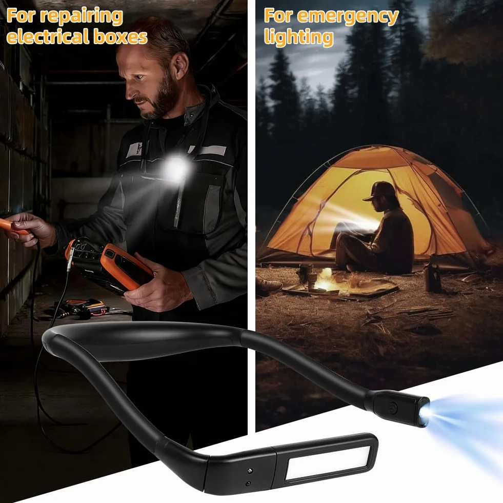 HOTUT Lampe de Lecture à LED pour Cou Rechargeable, 3 Températures Couleur, Luminosité Réglable