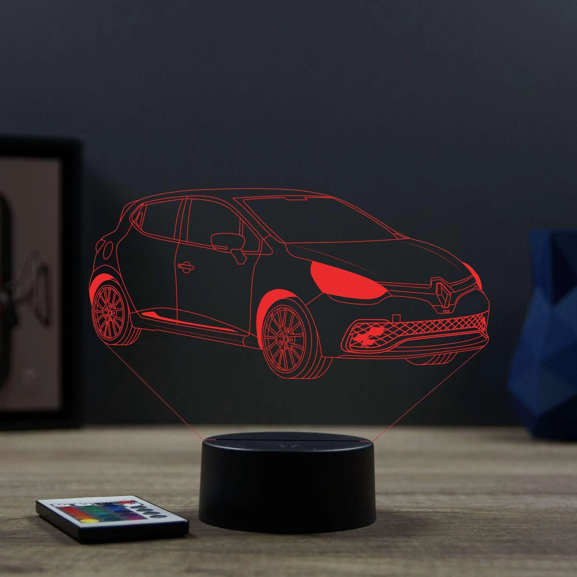Le Illusion 3D Renault Clio 4 RS Veilleuse LED 16 Couleurs 4 Modes Télécommande Made in France