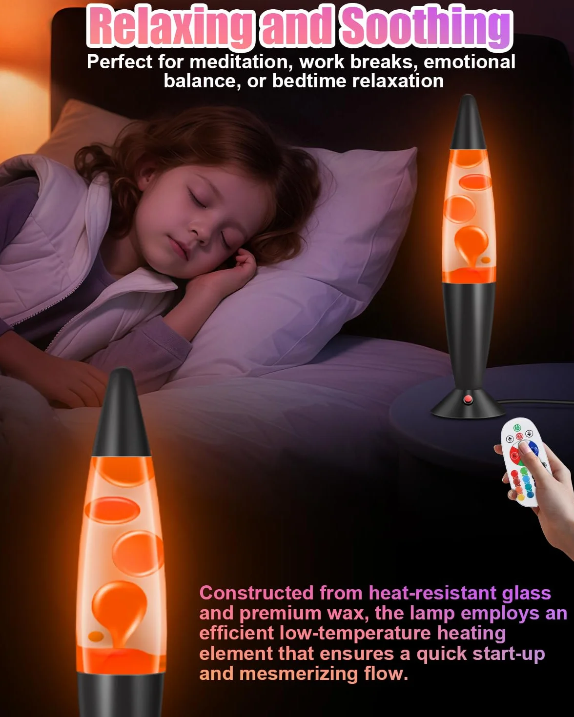 Lampe à Mouvement Liquide 17 Couleurs Changeantes 16in Lampe Ambiance Décoratif avec Télécommande 4 Modes Noir