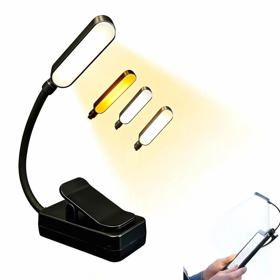 Liseuse à Clip 11 LEDs Lampe de Lecture Flexible 360° 3 Modes de Couleur 3 Niveaux de Luminosité Portable