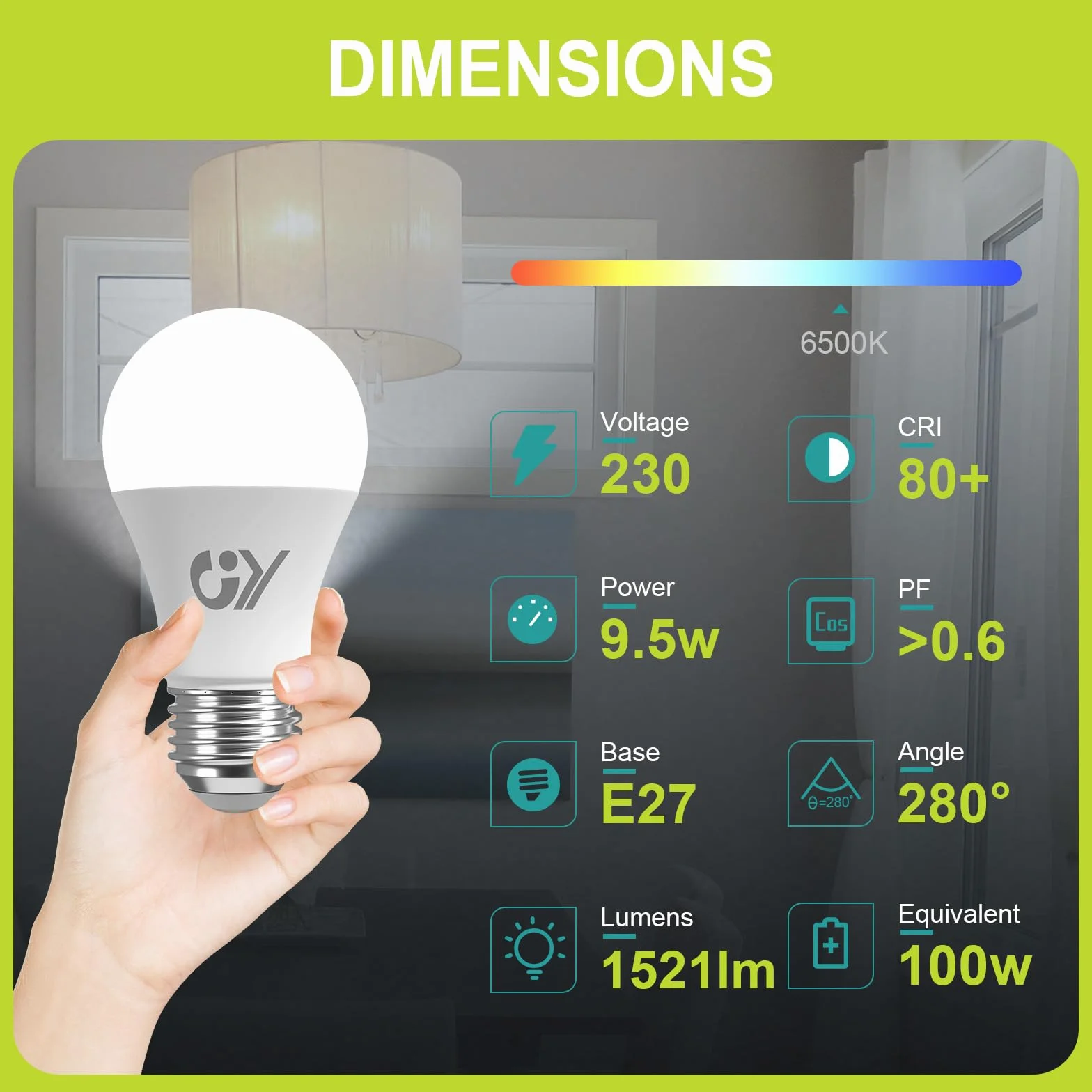Ampoule LED E27 9.5W 6500K Blanc Froid 1521 lumens A60 Non-Dimmable Lot de 2