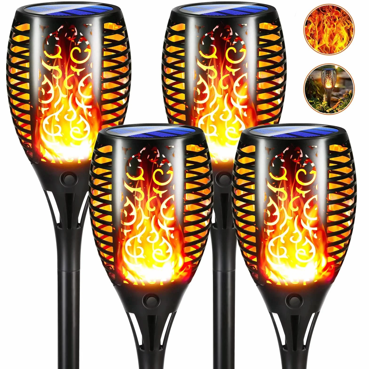 Moxled Lampe Solaire Flamme Exterieur 33 LED Etanche Torche Solaire Jardin Patio