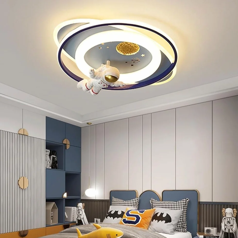 Plafonnier LED enfant 58cm Astronaute créatif dimmable 3000K-6000K Lampe plafond chambre