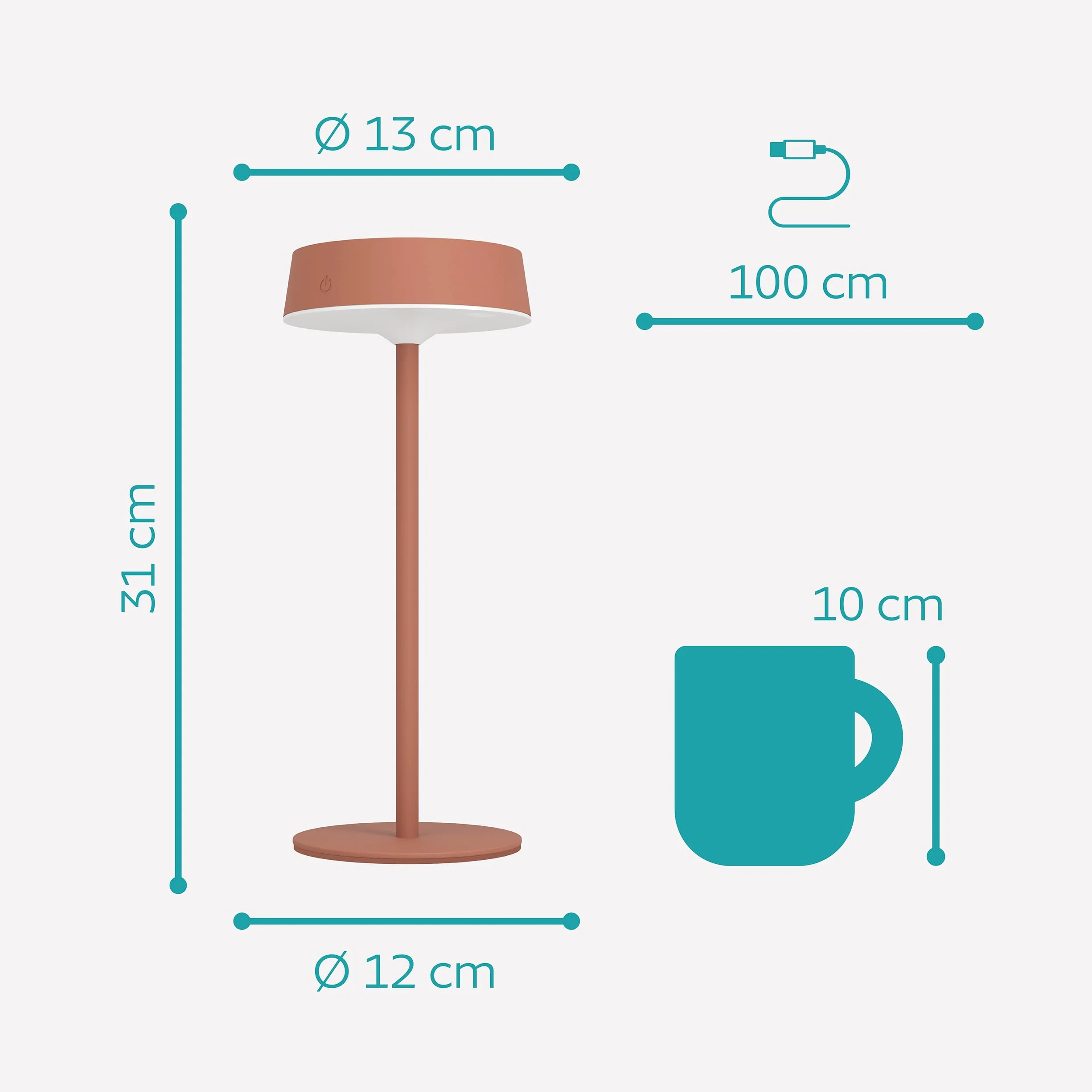 Eglo Lampe de table extérieure solaire sans fil Simeri LED rechargeable tactile intensité variable IP54 acier rouge