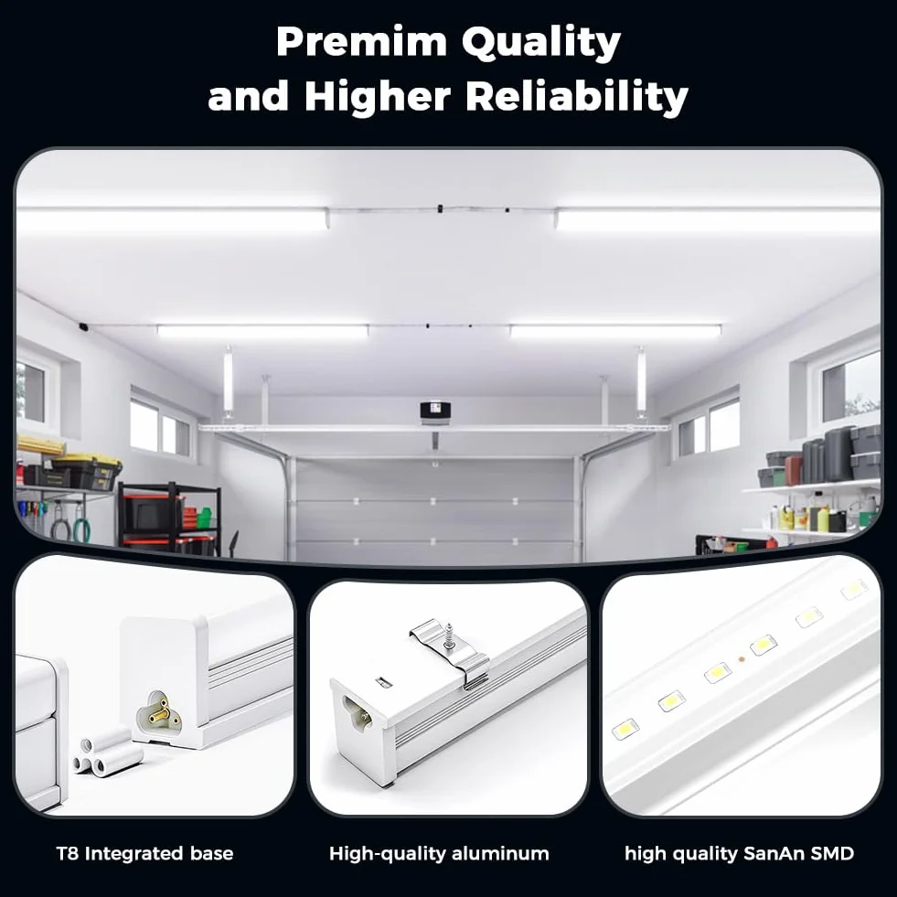 Réglette LED 120 cm IP65 étanche 36W 3996 Lumens 6500K Blanc Plafonnier Connectable Lot de 10
