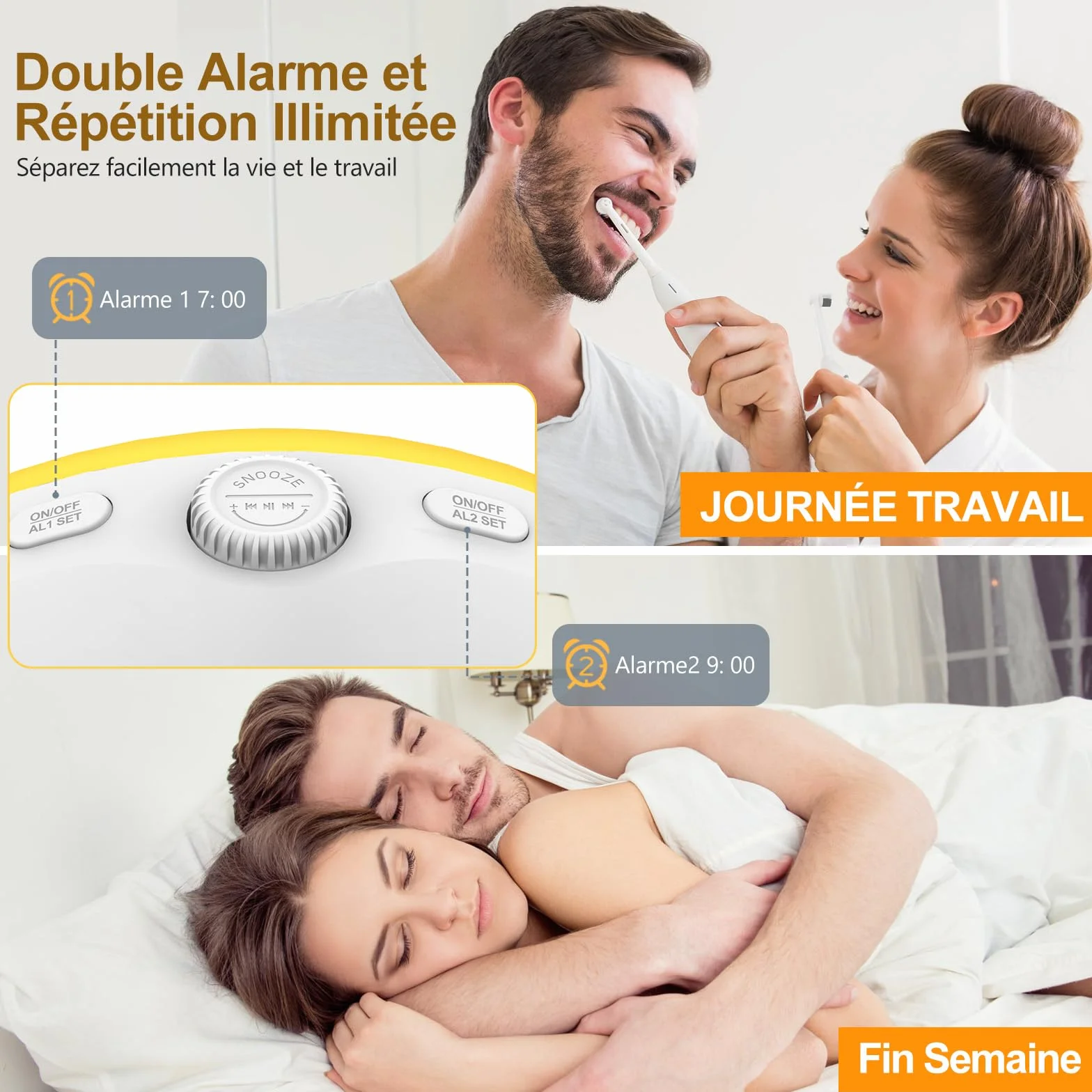 Réveil Lumière Bluetooth Radio Eveil Matin Lampe de Chevet 20 Niveaux Luminosité Simulateur Aube Crépuscule 2 Réveils 22 Sons Naturels Fonction Snooze 17 Couleurs Veilleuse