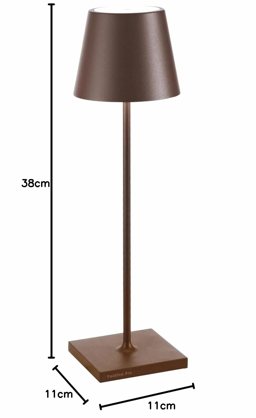 Zafferano Poldina Pro Lampe de Table Rechargeable Sans Fil Contrôle Tactile Dimmer 2200-3000 K Hauteur 38 cm Couleur Corten