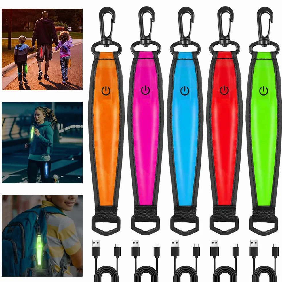 Feux Clignotants LED pour Cartable, 3 Modes Lumière de Sécurité Rechargeable USB, Pendentifs Réfléchissants à LED