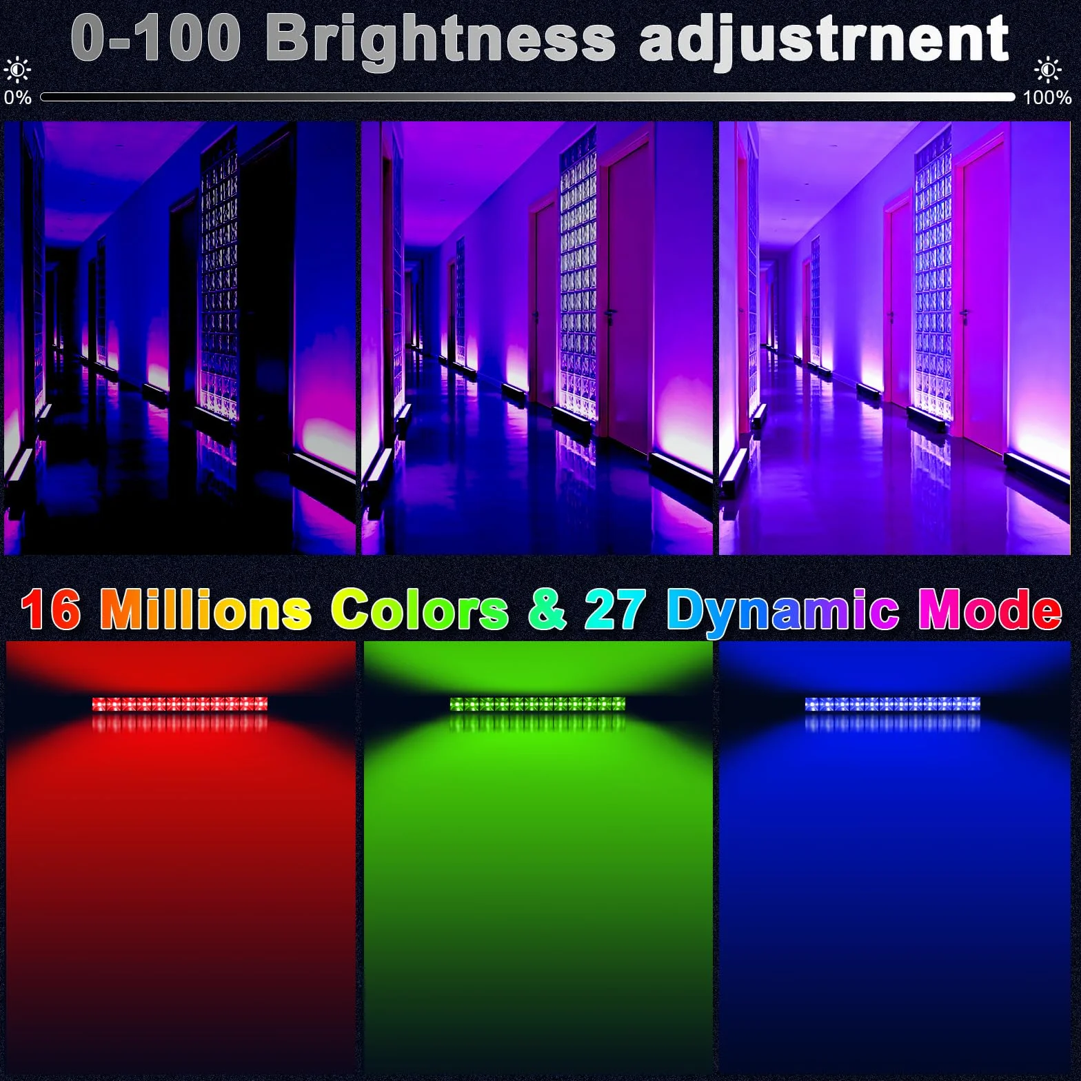 Projecteur LED RGB Barre 30W Extérieur avec Télécommande 360° Changement de Couleur