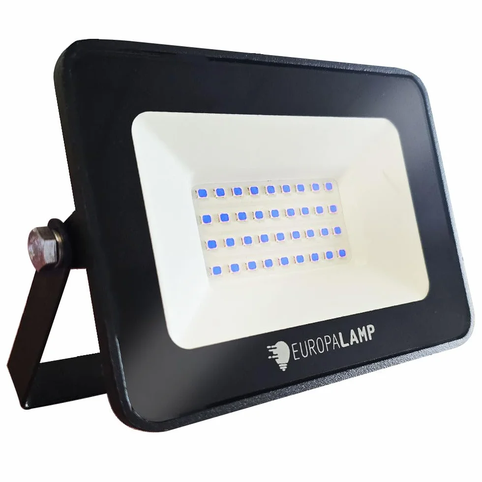 Projecteur LED Bleu 30W IP65 2850 lm Éclairage Extérieur Aluminium Verre Trempé 25000 h