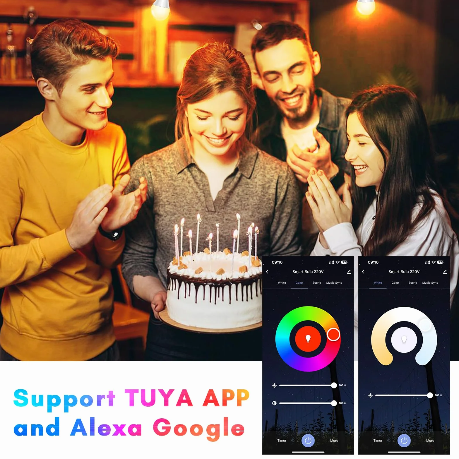 Ampoule Connectée WiFi Dimmable LED E27 Compatible Alexa Google Assistant