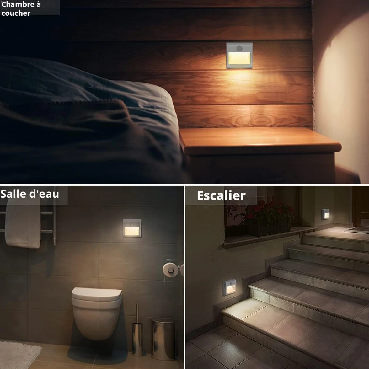 Veilleuse LED Lot de 2 avec Détecteur Mouvement 4000K Blanc Naturel Lampe Placard Adhésive