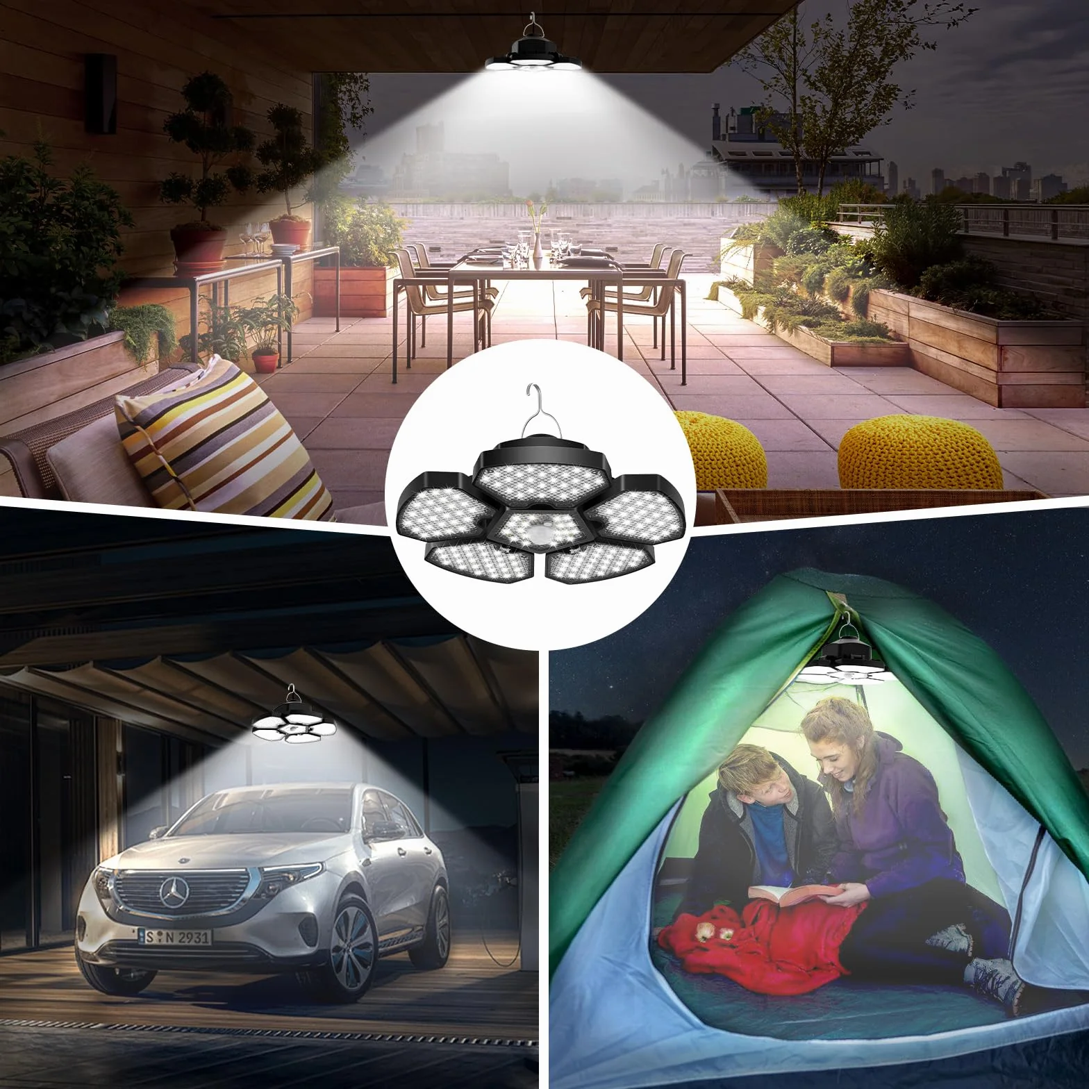NATPOW Lampe Solaire Intérieur avec Détecteur de Mouvement 6000K IP65 Étanche pour Terrasse Garage