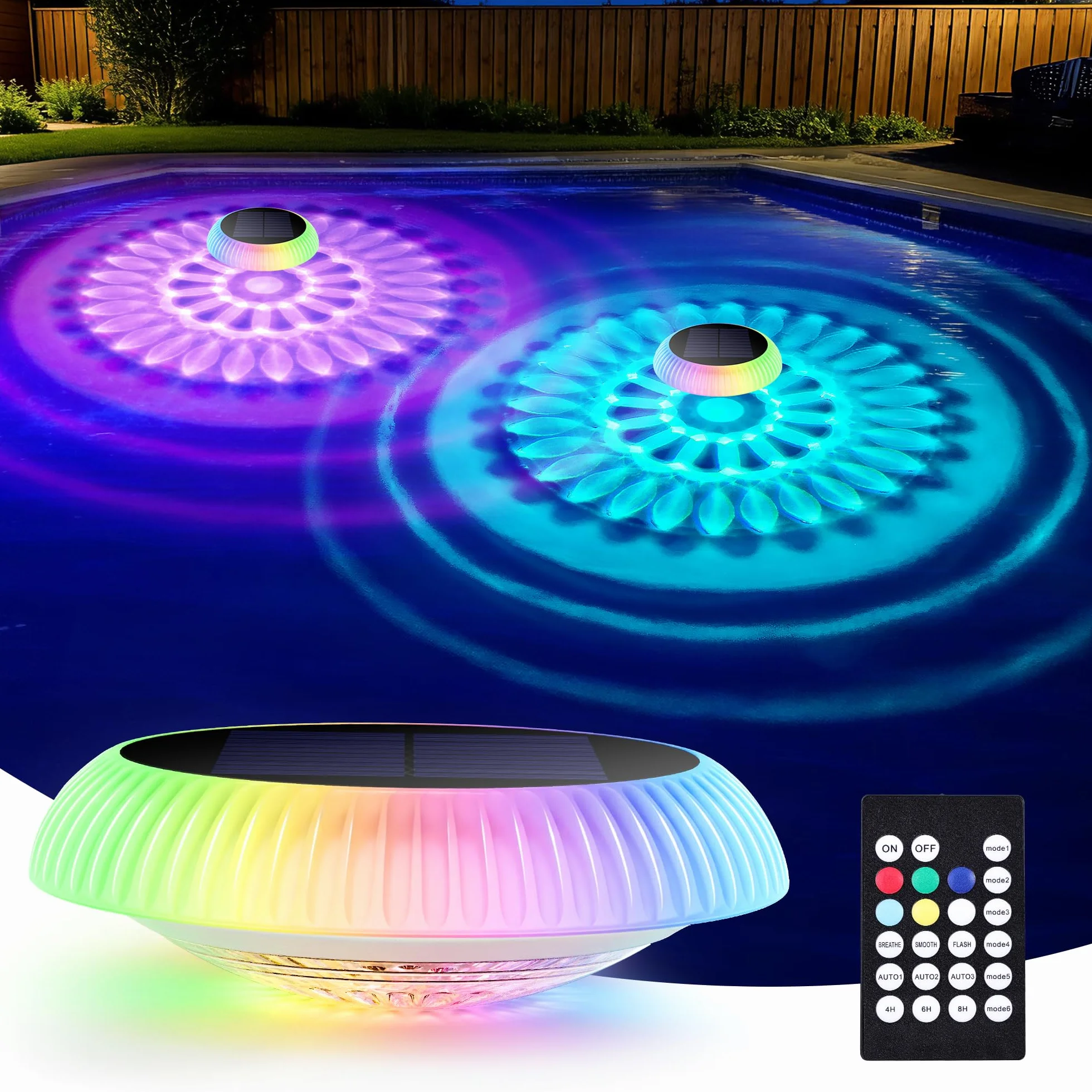 Lampe Solaire Extérieur LED Piscine Flottante IP67 Étanche Télécommande RGB Submersible Éclairage Jardin Bassin