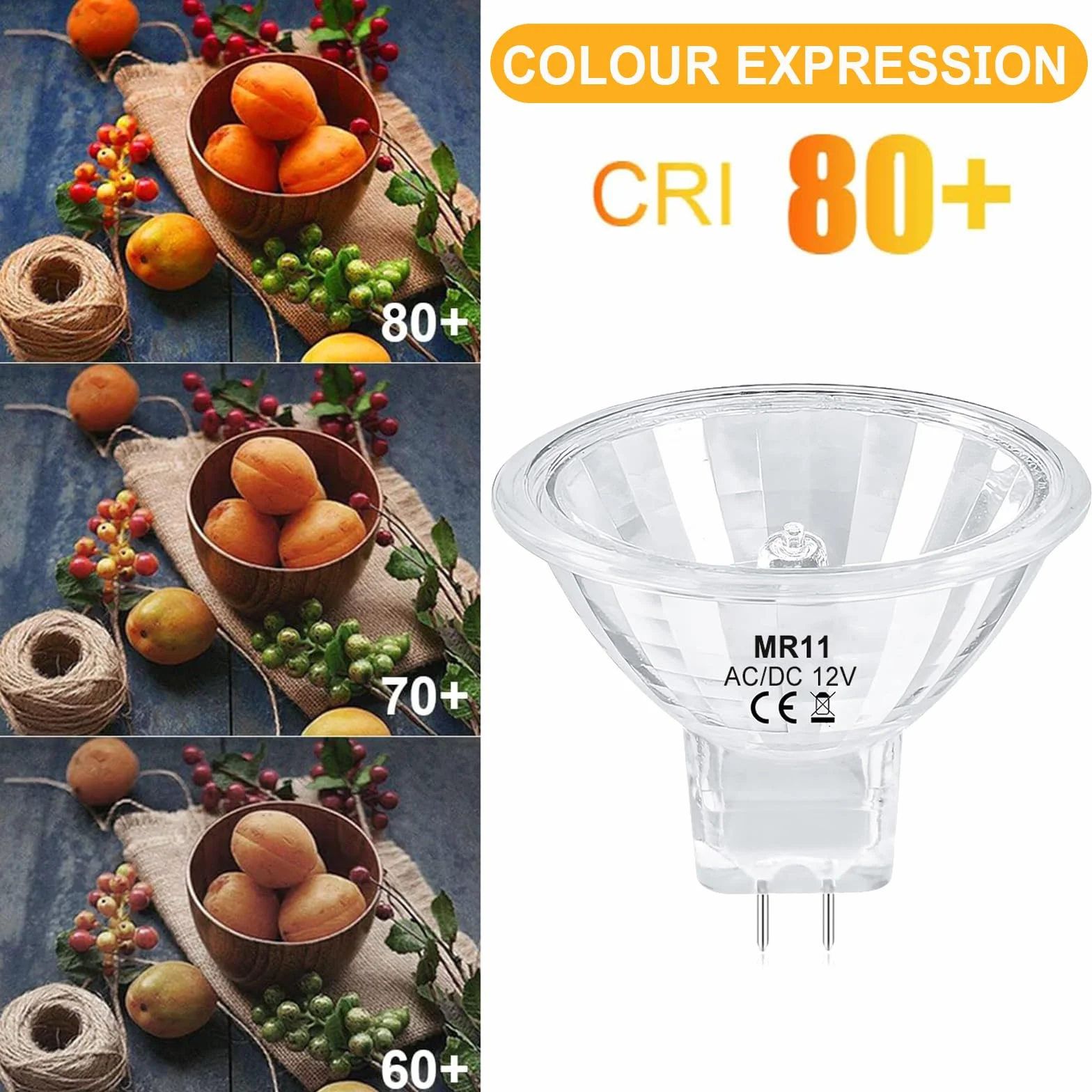 Ampoule Halogène MR11 GU4 12V 20W 35mm Dimmable Blanc Chaud 2700K Lot de 6