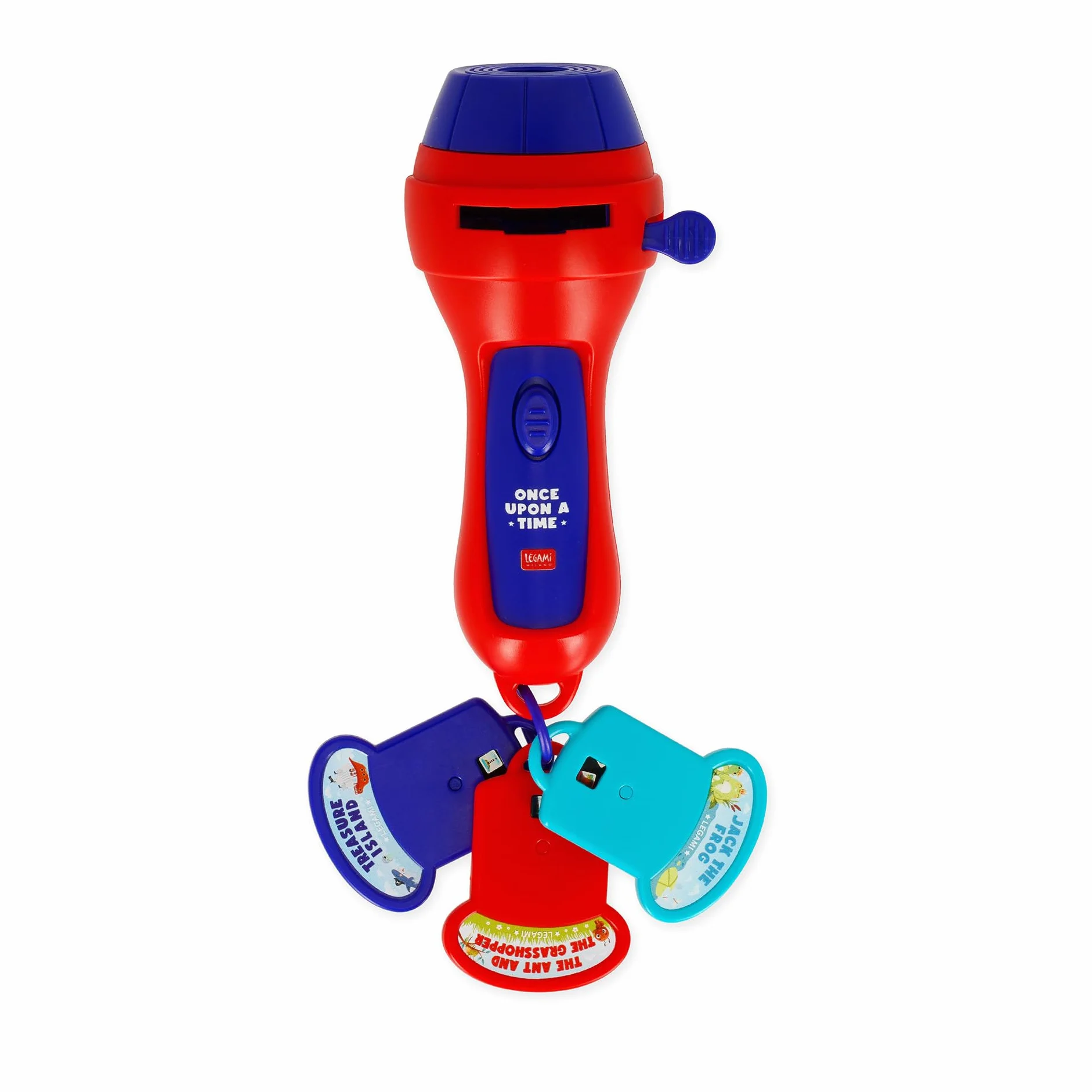 LEGAMI Once Upon a Time Red Story Projecteur Lampe de Poche, Projette 3 Contes pour Enfants, 3 Disques de 8 Diapositives, 7 x 14.5 x 6.3 cm