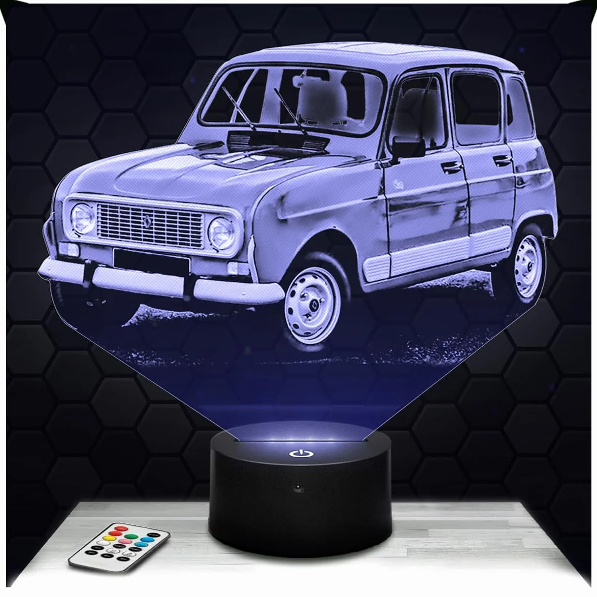 Lampe 3D Voiture 4L, Veilleuse Tactile LED Effet Hologramme, Idée Cadeau Fan de Voiture