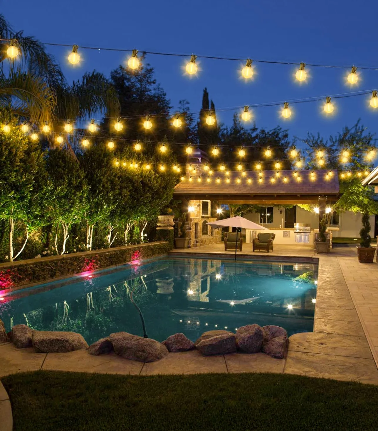 Guirlande Lumineuse LED Exterieur 30M G40 IP44 Étanche Jardin Terrasse Balcon