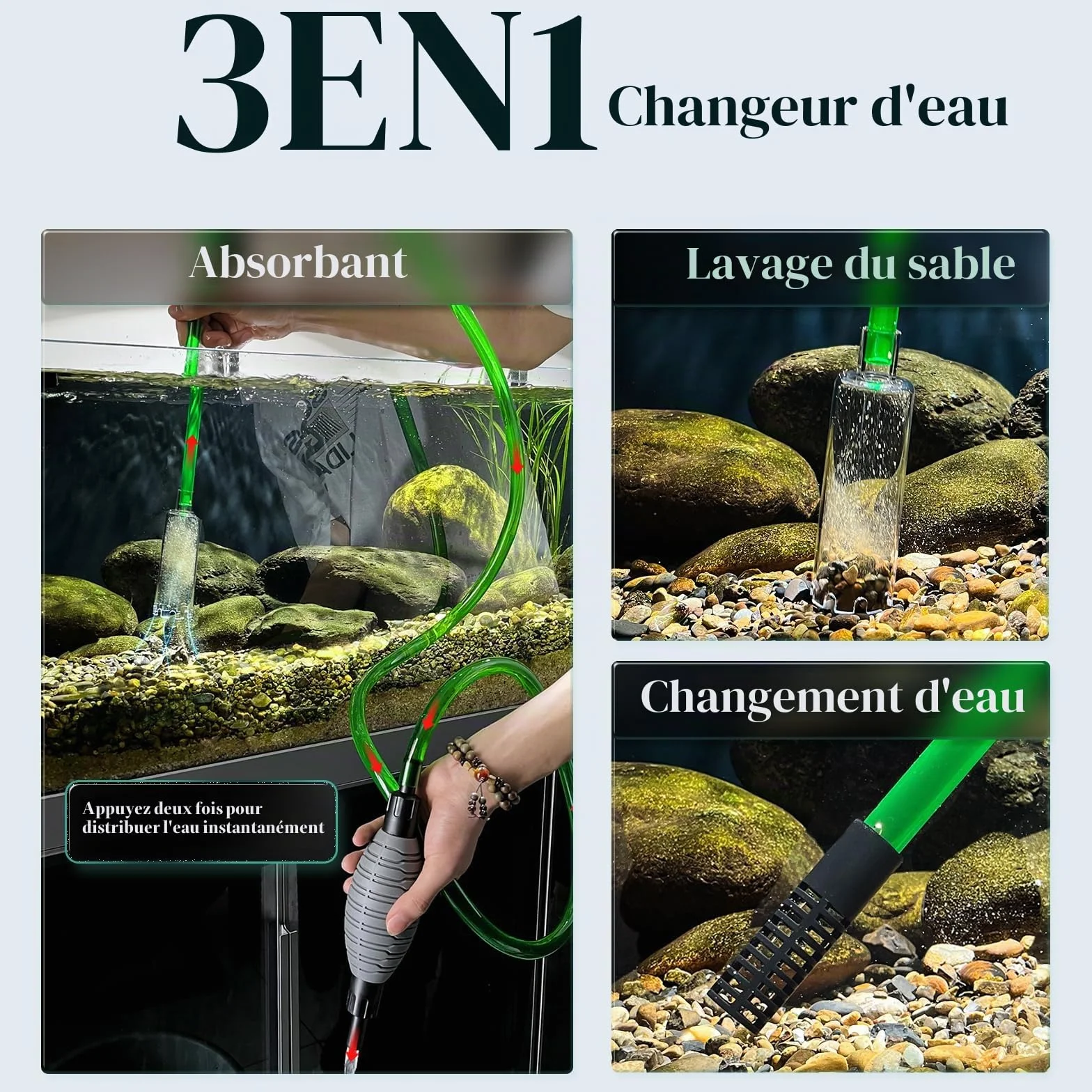 Boxtech Aquarium Changer l'eau, Kit de Nettoyage Gravier avec Siphon
