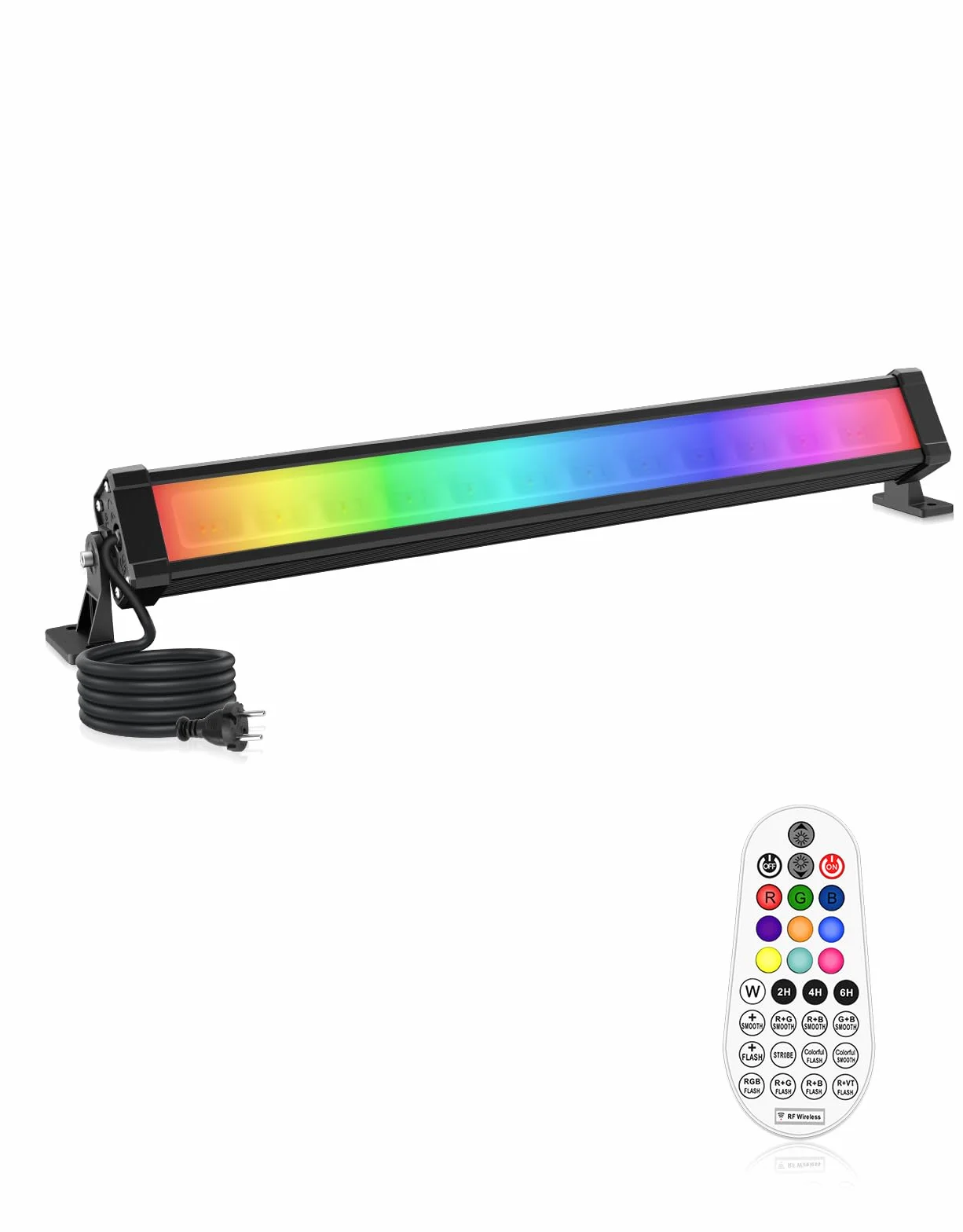 Projecteur LED RGB Barre 25W Spot LED Coloré Télécommande RF 360° Dimmable IP66