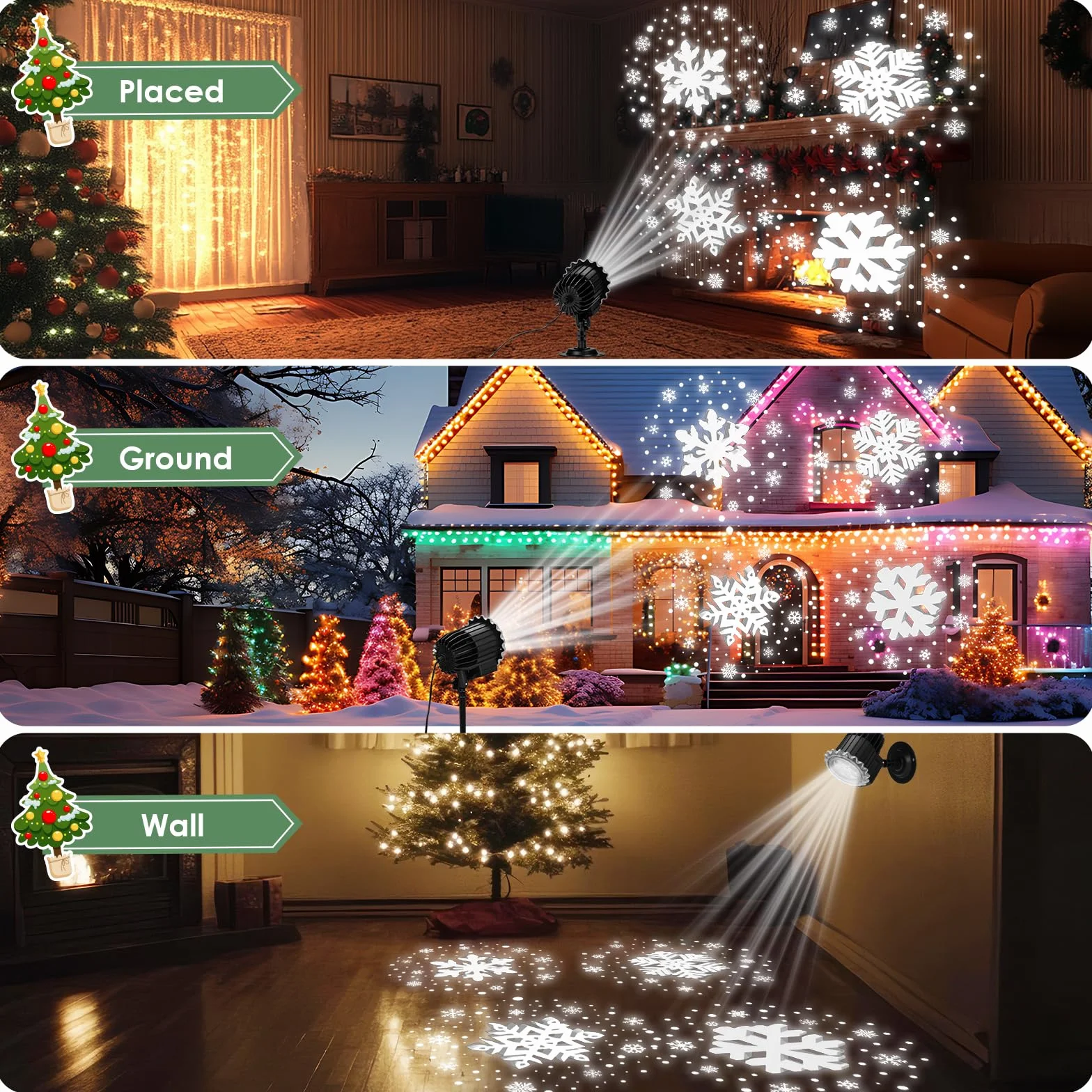 Projecteur de Noël LED 9 W flocon de neige extérieur étanche