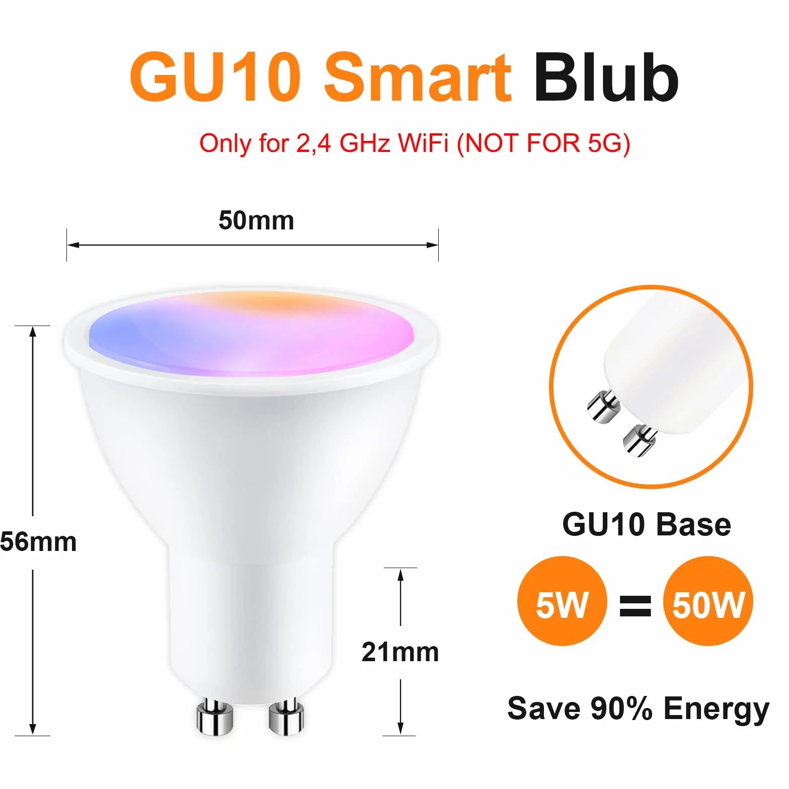 ANTELA Ampoule Connectée GU10 WiFi 5W 400LM LED RGB 2700K-6500K Compatible Alexa Google Home 4PCs