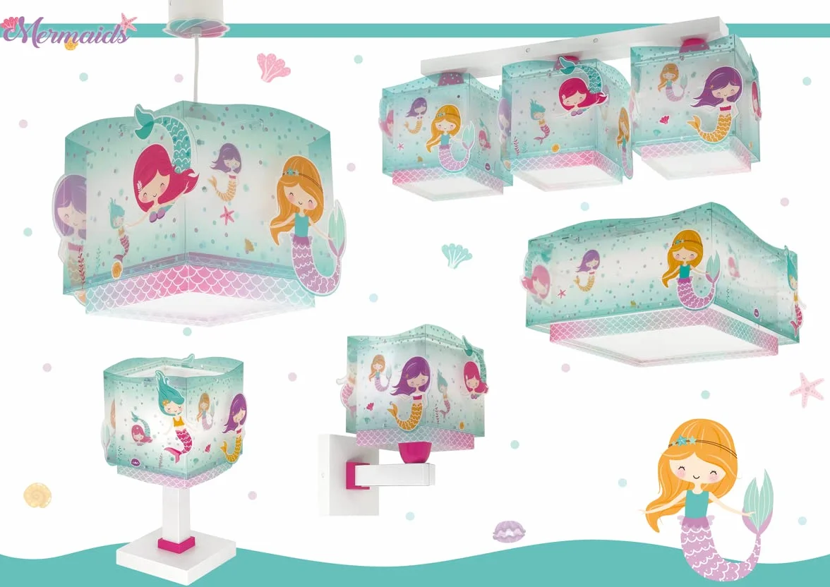 Dalber lampe de chevet enfant Sirènes Mermaids E14 Turquoise