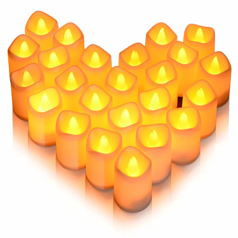 Litake Bougies LED 24 PCS Lumière Vacillante Chauffe-Plat sans Flamme avec Piles Décoration Fête
