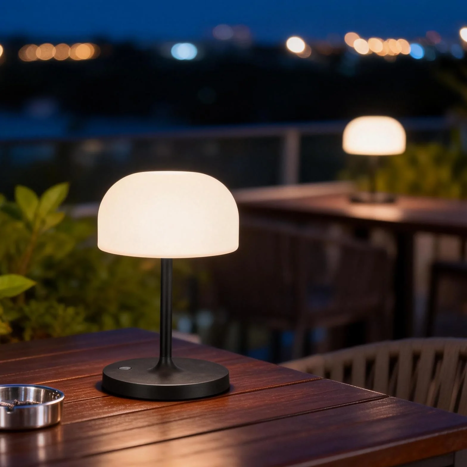 Lampe de Chevet Sans Fil LED Rechargeable, Lampe Champignon Tactile Noir, Veilleuse Intérieur Extérieur