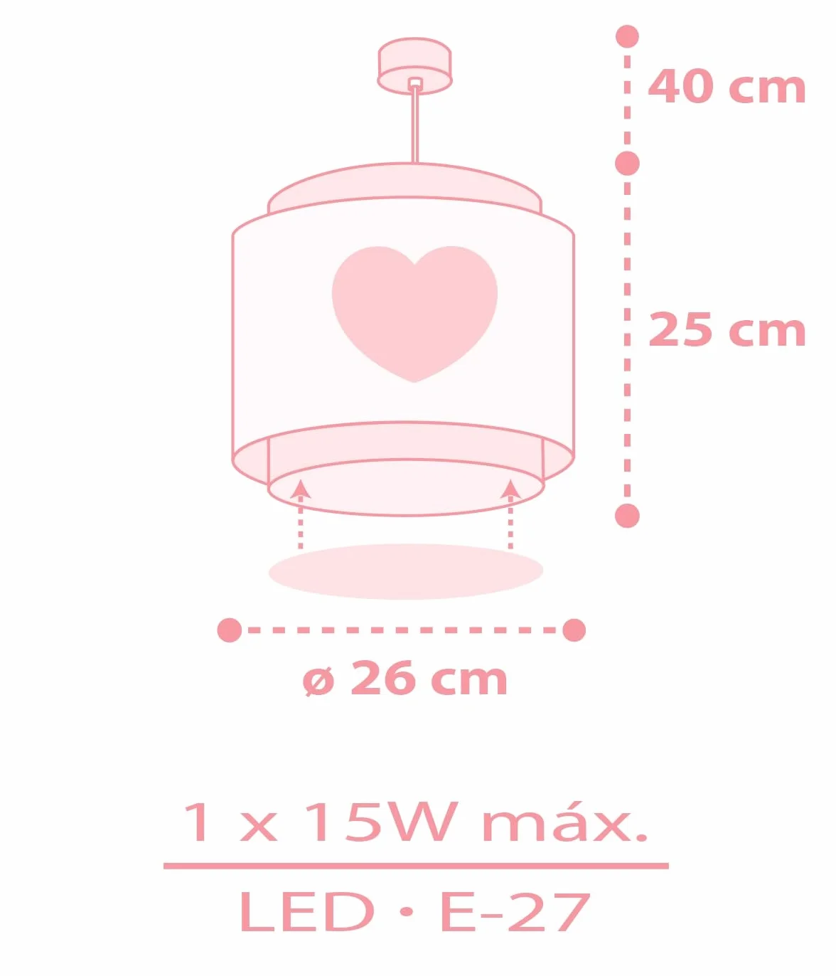 Dalber Lampe Suspension Plafonnier Enfants Baby Dreams Coeur Rose E27