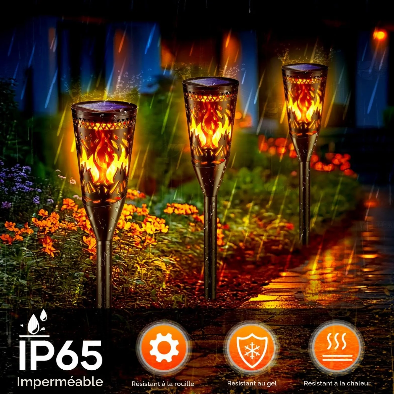 FIFlying Lampe Solaire Exterieur Jardin 6 Pack, Lumière Solaire avec Effet de Flamme Réaliste, Étanche IP65