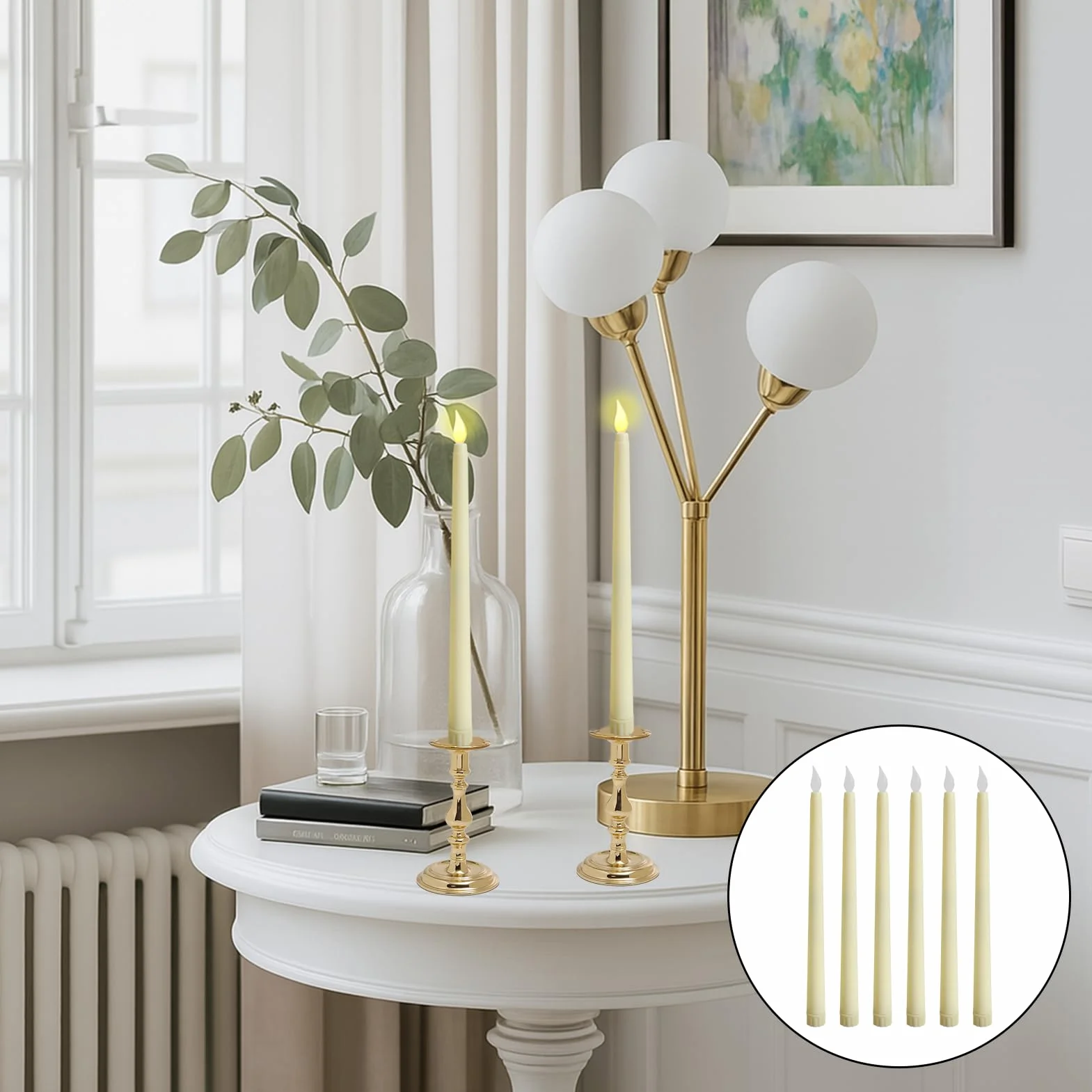 Bougie Longue LED 6 Pièces Flamme Vacillante Électrique Décoration Noël Anniversaire Maison