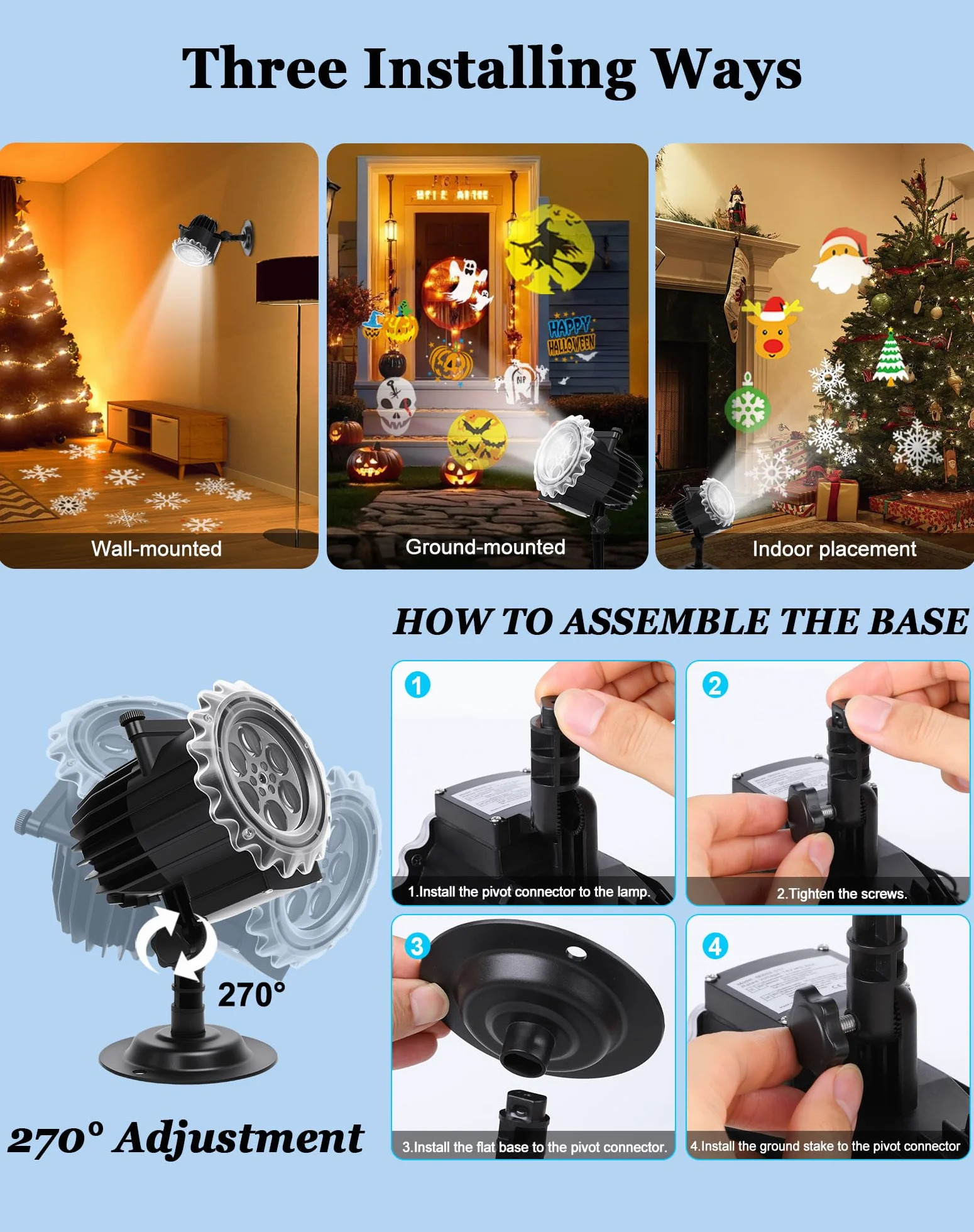 Projecteur Noël Extérieur LED 12 Films 96 Motifs Étanche IP44 avec Télécommande