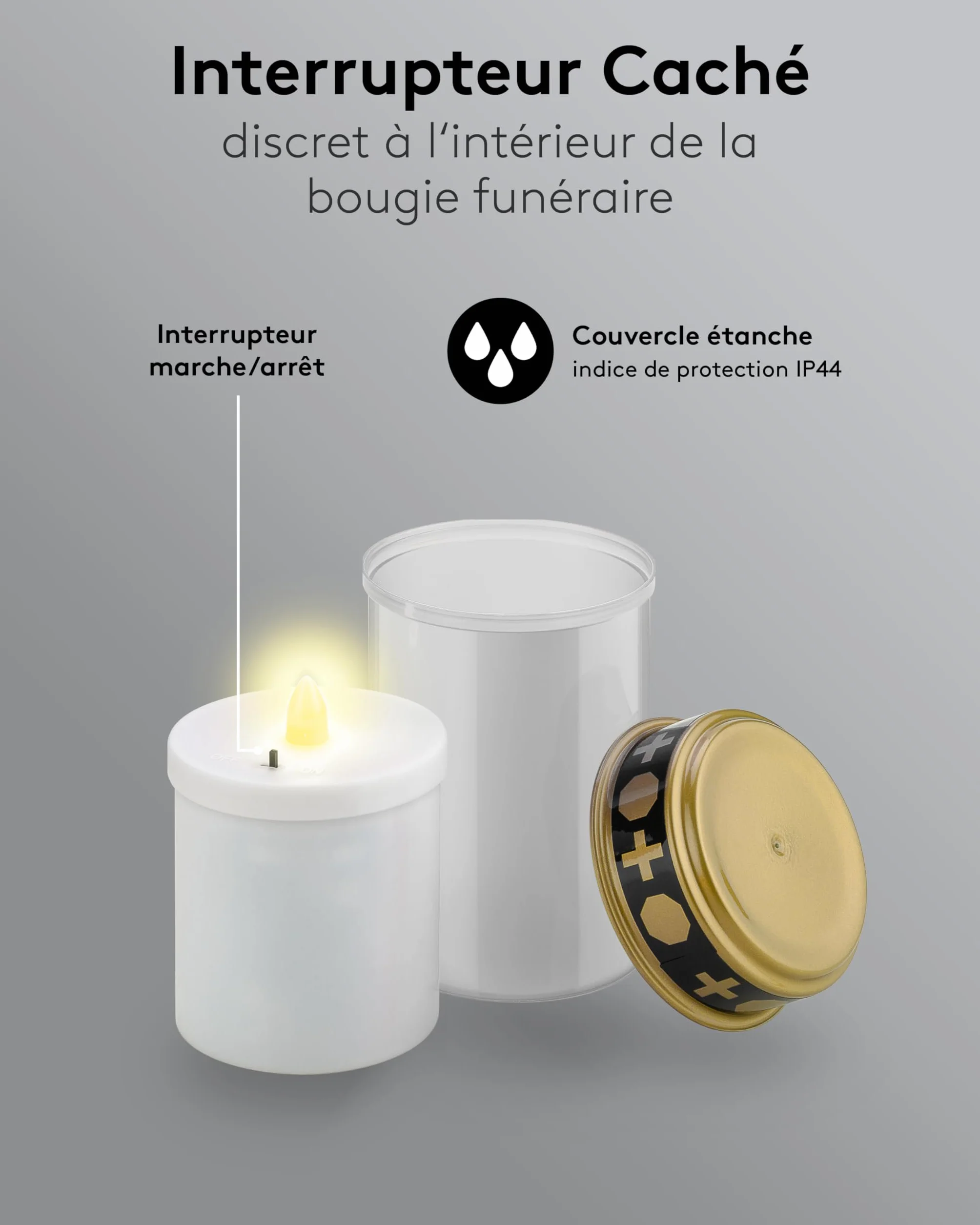 Lampe funéraire LED goobay extérieur blanc 2 piles AA 77771