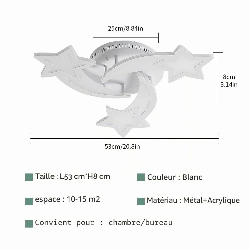 Goeco Lustre Enfant Lampe Plafond LED 40W 4500LM Diamètre 54cm Blanc Froid 6500K